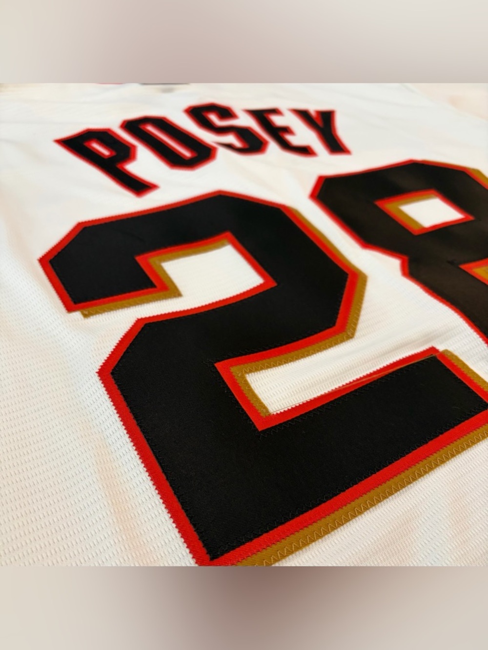 Nike San Francisco Giants Cream Buster Posey #28 Baseball MLB Jersey Men's Sz: M - Picture 8 of 9